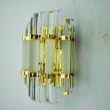 Venini wall lamp, triedri glass, murano, italy, 1970