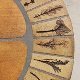 Round coffee table herbarium Roger Capron, Vallauris - ceramic and wooden structure