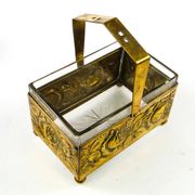 Art Deco nut and fruit basket, brass, crystal, Germany, 1930s