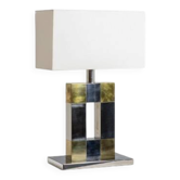 Sandro Petti. Geometric lamp in silvered and gilded metal. 1970s.