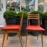 Chaises pieds compas skaï 1960