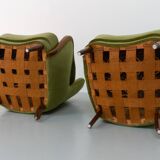 Danish art deco green velvet lounge chairs, 1940s. set of 2