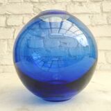 Vintage cobalt blue glass round vase