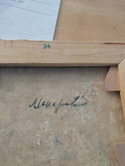 Oil on canvas, painting of young men.