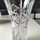 Vase en cristal de Bohème taillé. Motifs croisillons/Étoilés/Feuillagés. Stylé Boho-Chic. Haut 24,5 cm