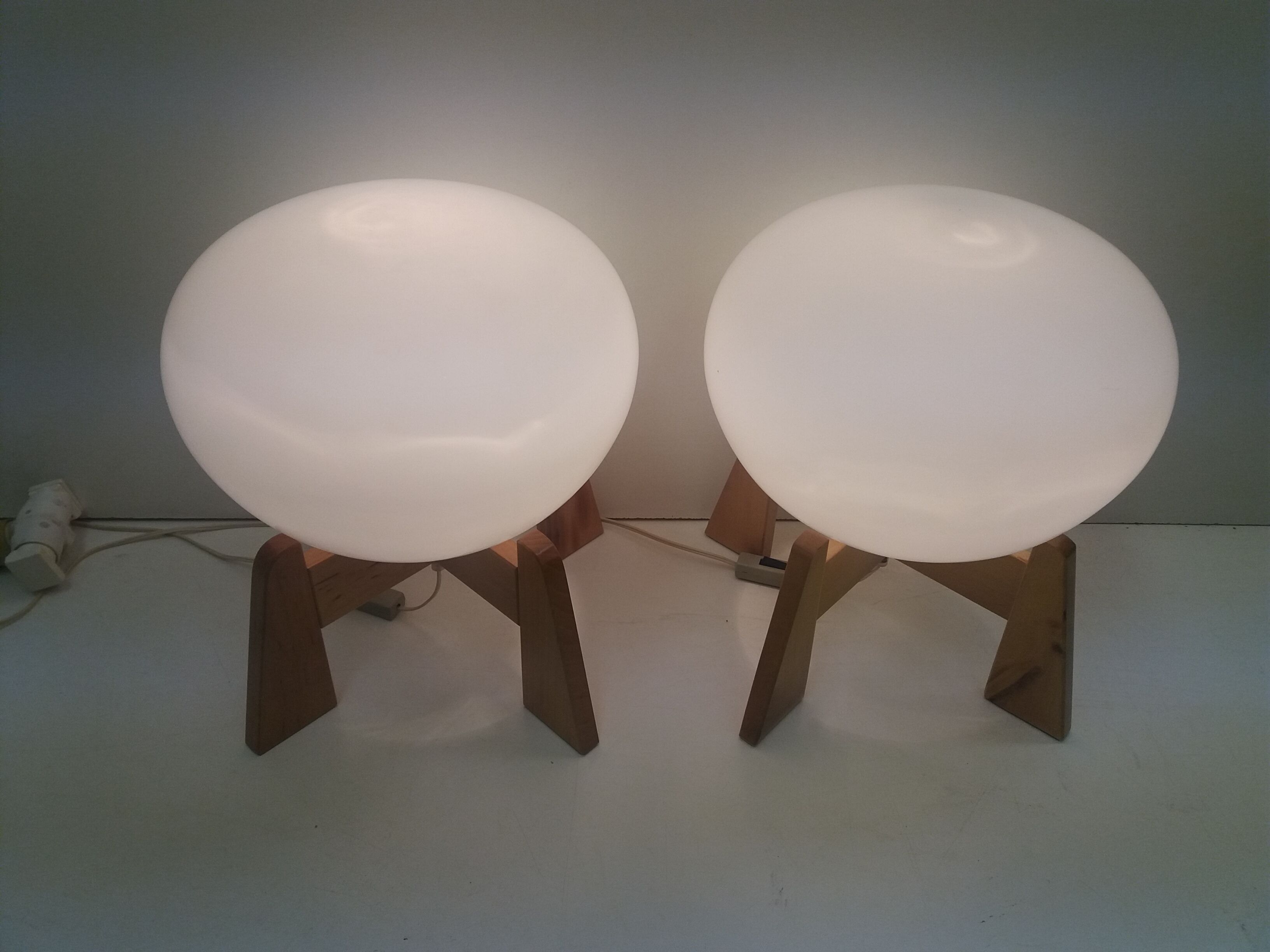 1960 two uluv floor lamps, czechoslovakia