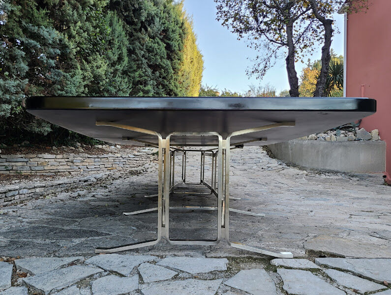 Vintage rosewood steel conference table Gianni Moscatelli Formanova 1970