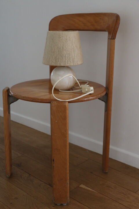 Alabaster ball lamp foot with rope lampshade