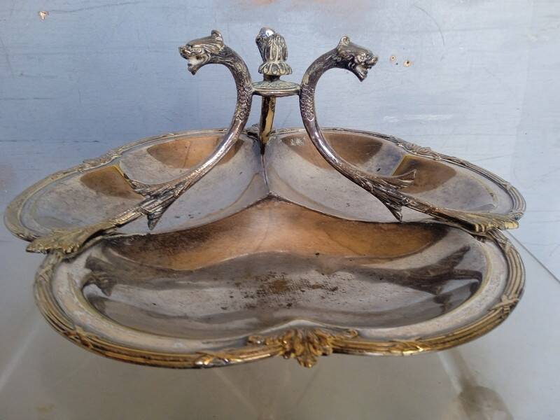 St Louis XV silver metal servant display - 2 hallmarks