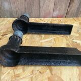 Paire de chenets cheminée napoleon 3 néoclassique fonte + boule laiton