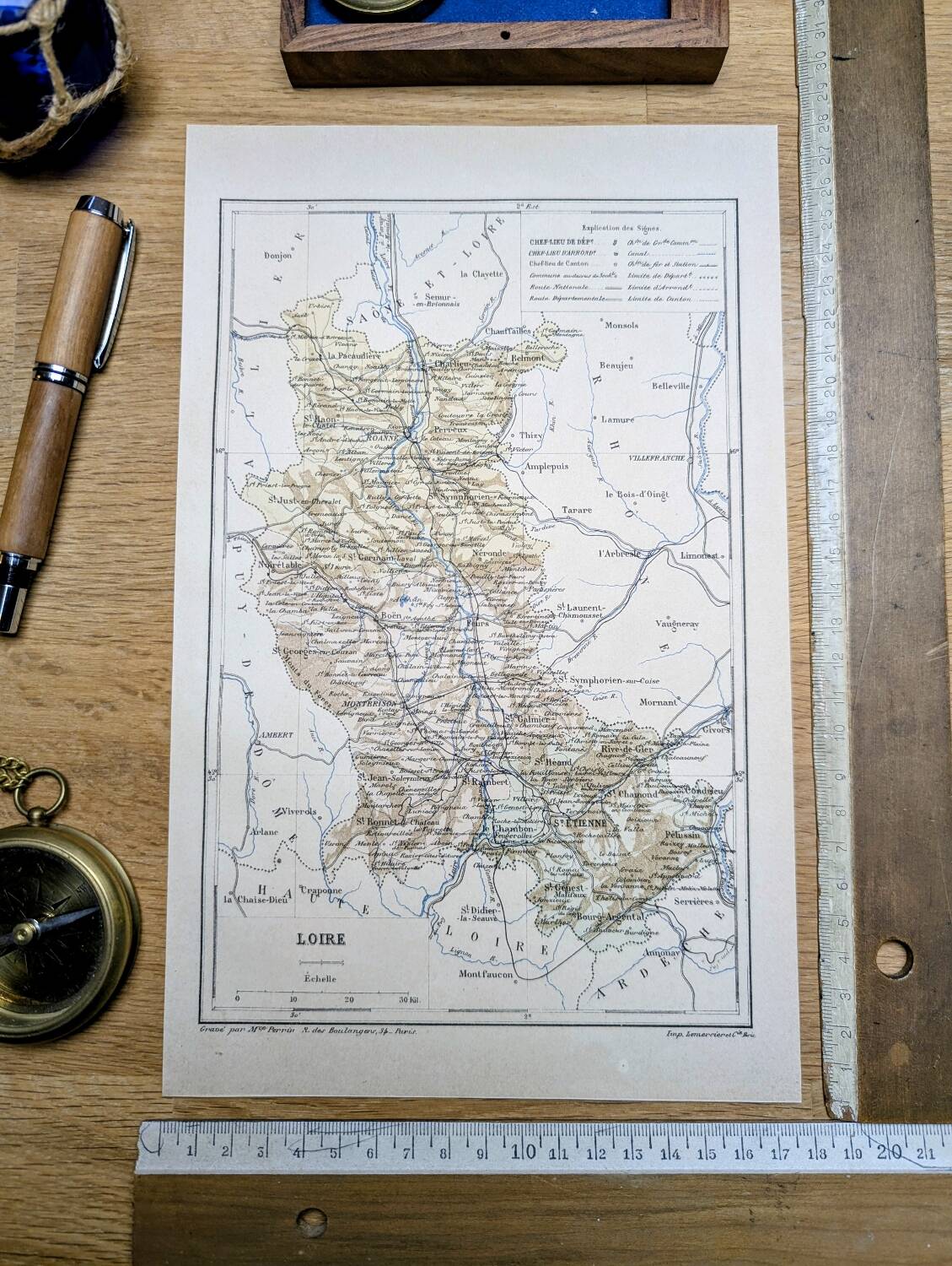 Carte de la Loire, imprimée en 1889.