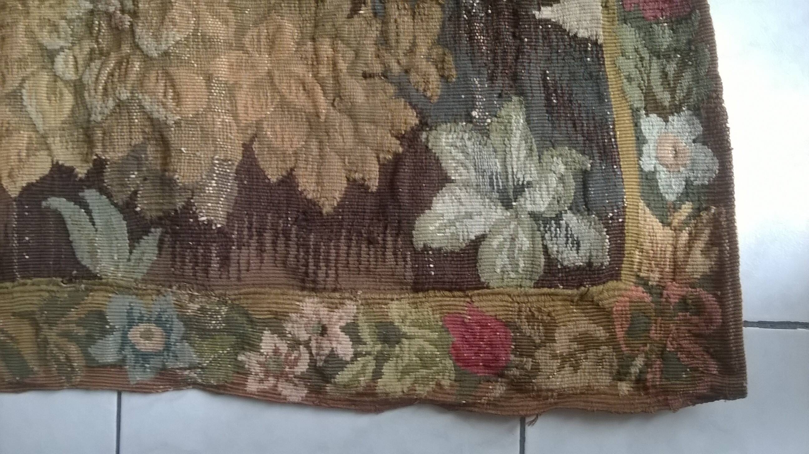 Tapisserie de laine "Verdure Flamande" de la manufacture Robert Four