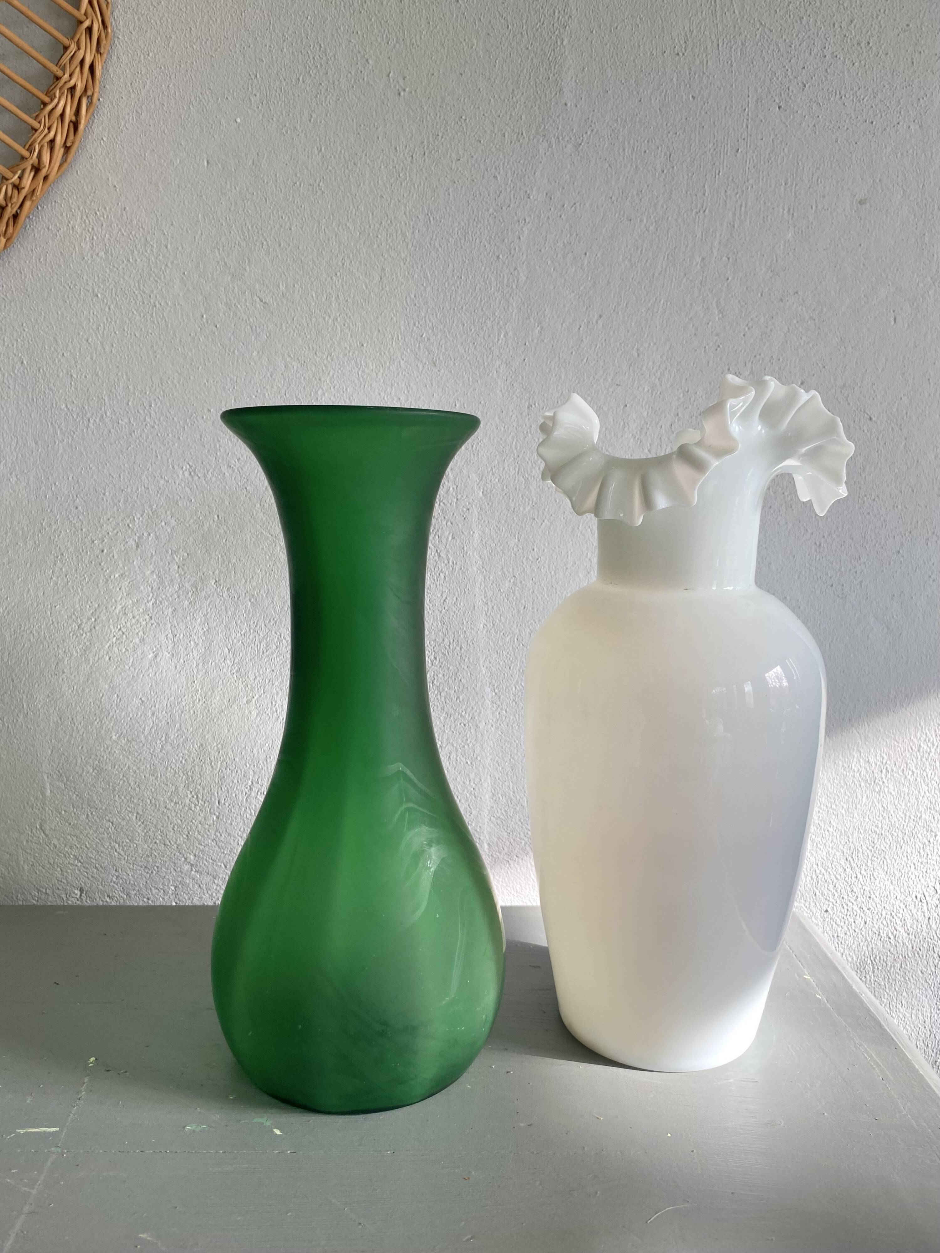 Green glass vase
