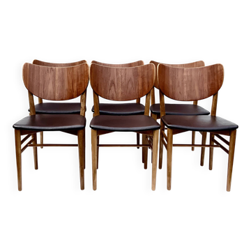 Danish Dining Chairs Set of 6 by Niels and Eva Koppel Slagelse Mobelfabric