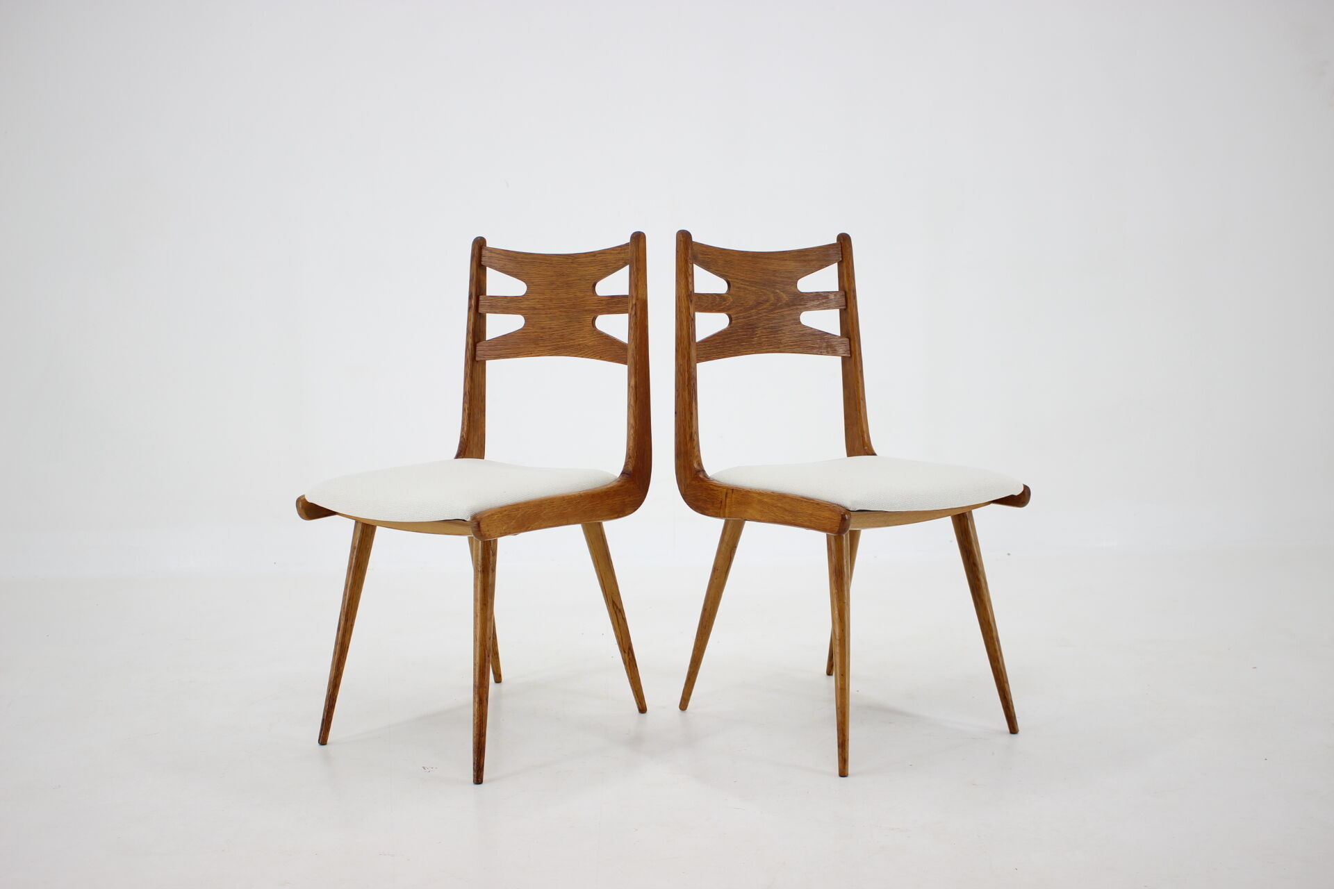 1960s Set of Six Rare Oak Dining Chairs, Czechoslovakia