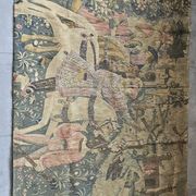 Large antique wall tapestry – medieval equestrian scene – 180 × 138 cm