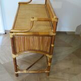 Vintage console/desk made of natural woven rattan, 1960s
