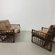 Chaise longue italienne des années 1970 en bambou, rotin, laiton et tissu style Liberty