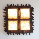 Scandinavian style wall lamp in wood and fabric, 1970