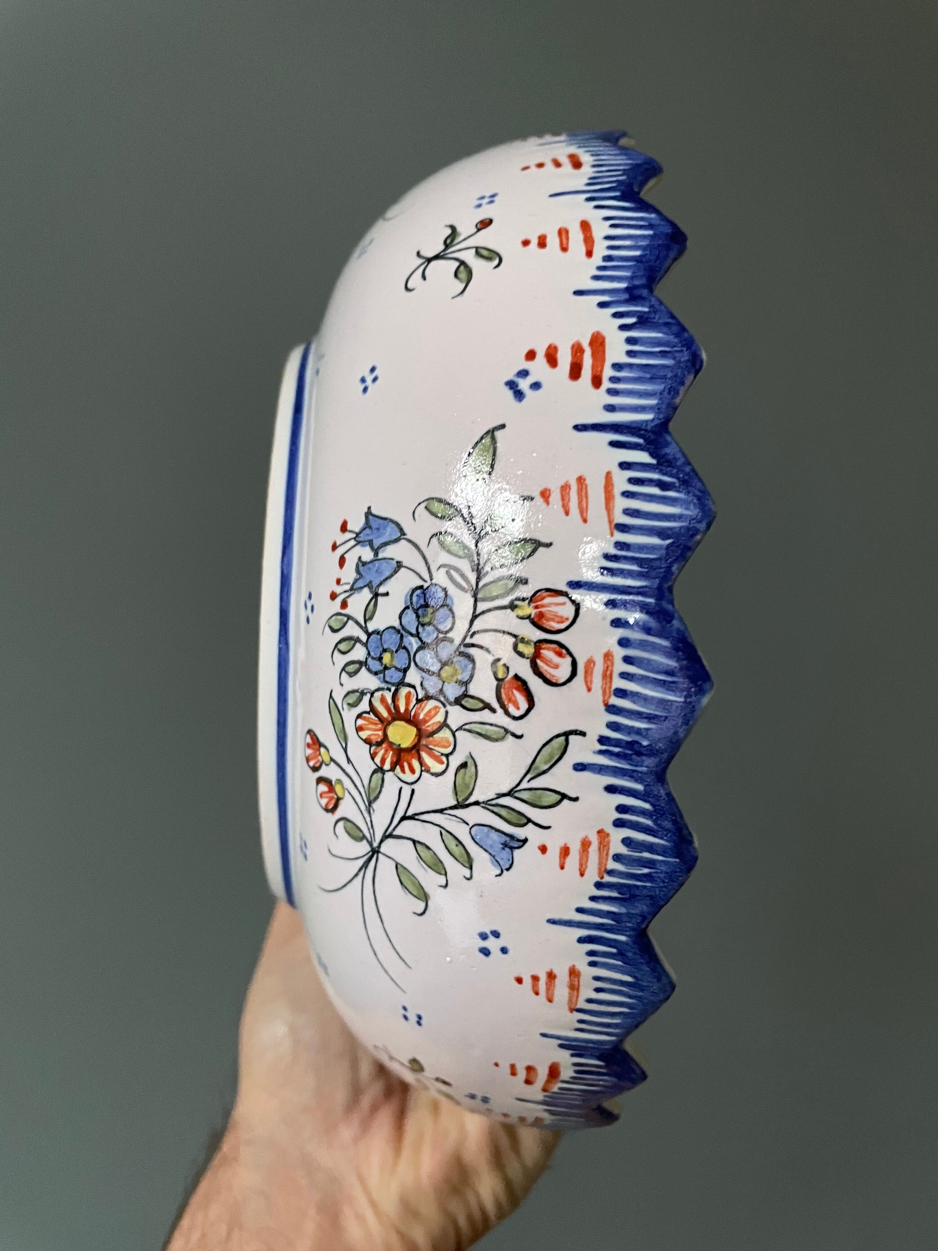 Hollow round dish in Rouen earthenware