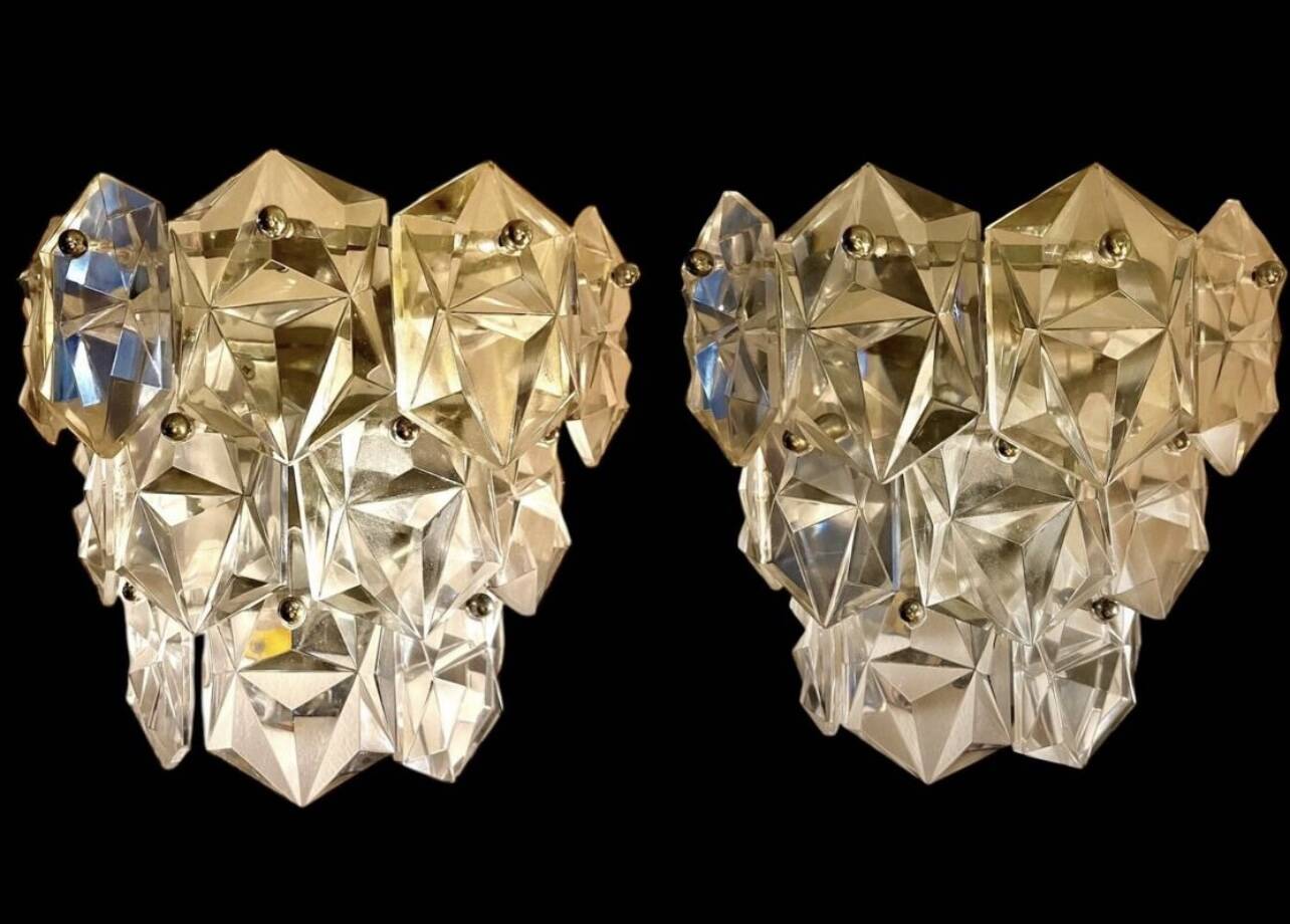 Kinkeldey applied crystal glass chrome structure, 1970s
