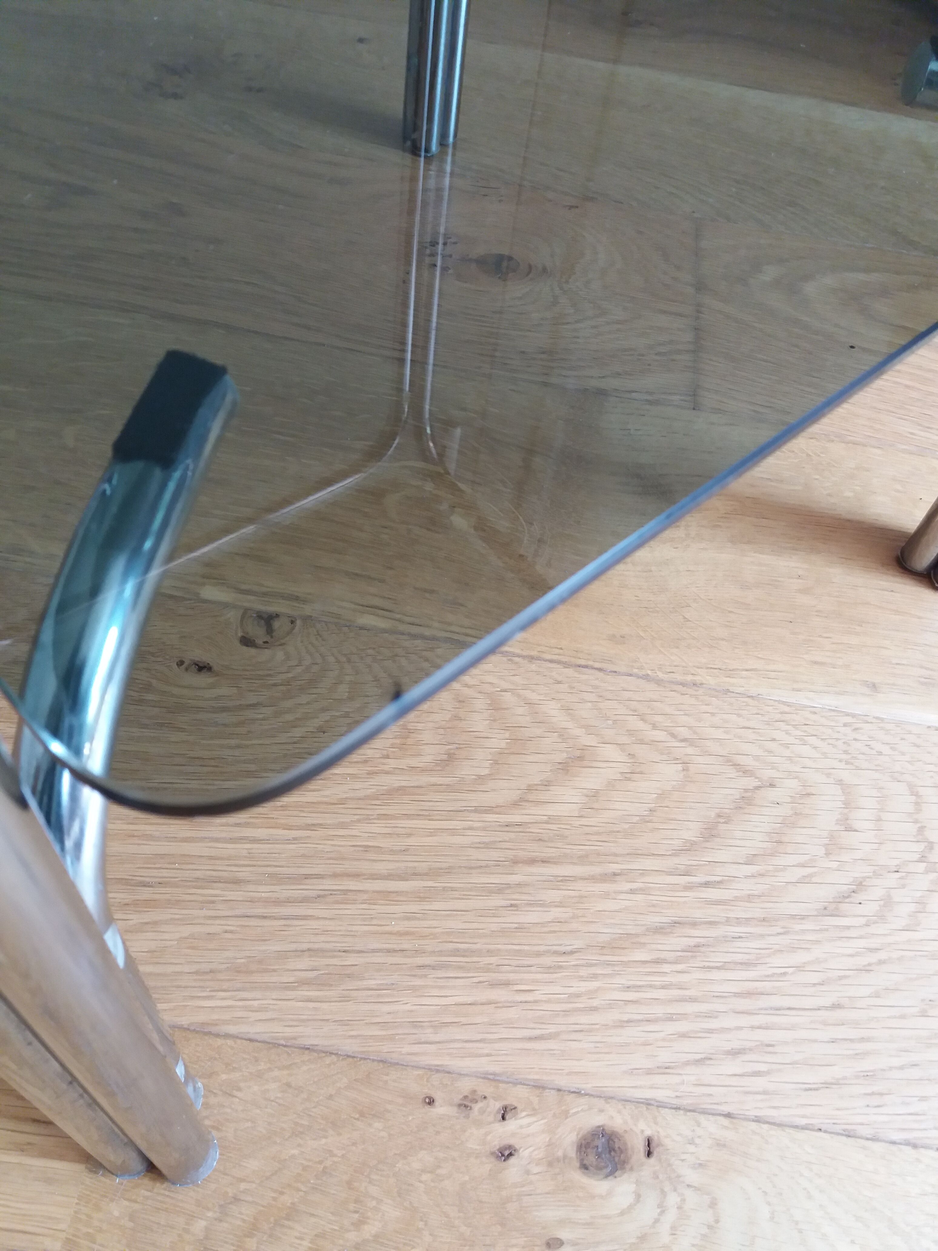Console end table in chrome metal and smoked glass Space Age