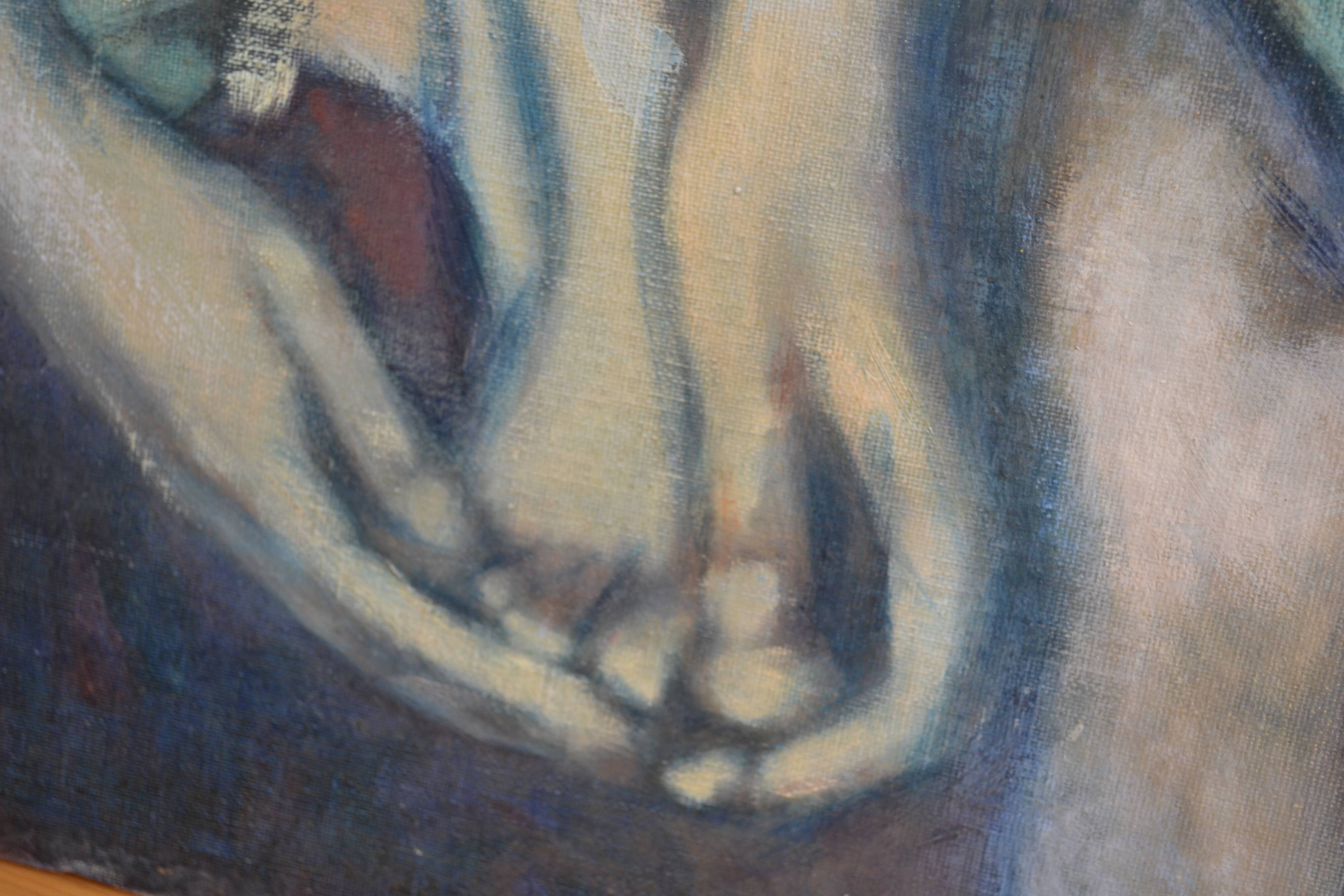 Jean Pesce (1926) painting "nude with bent leg" HSP