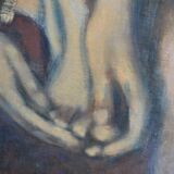 Jean Pesce ( 1926 ) peinture " nu à la jambe repliée " HSP