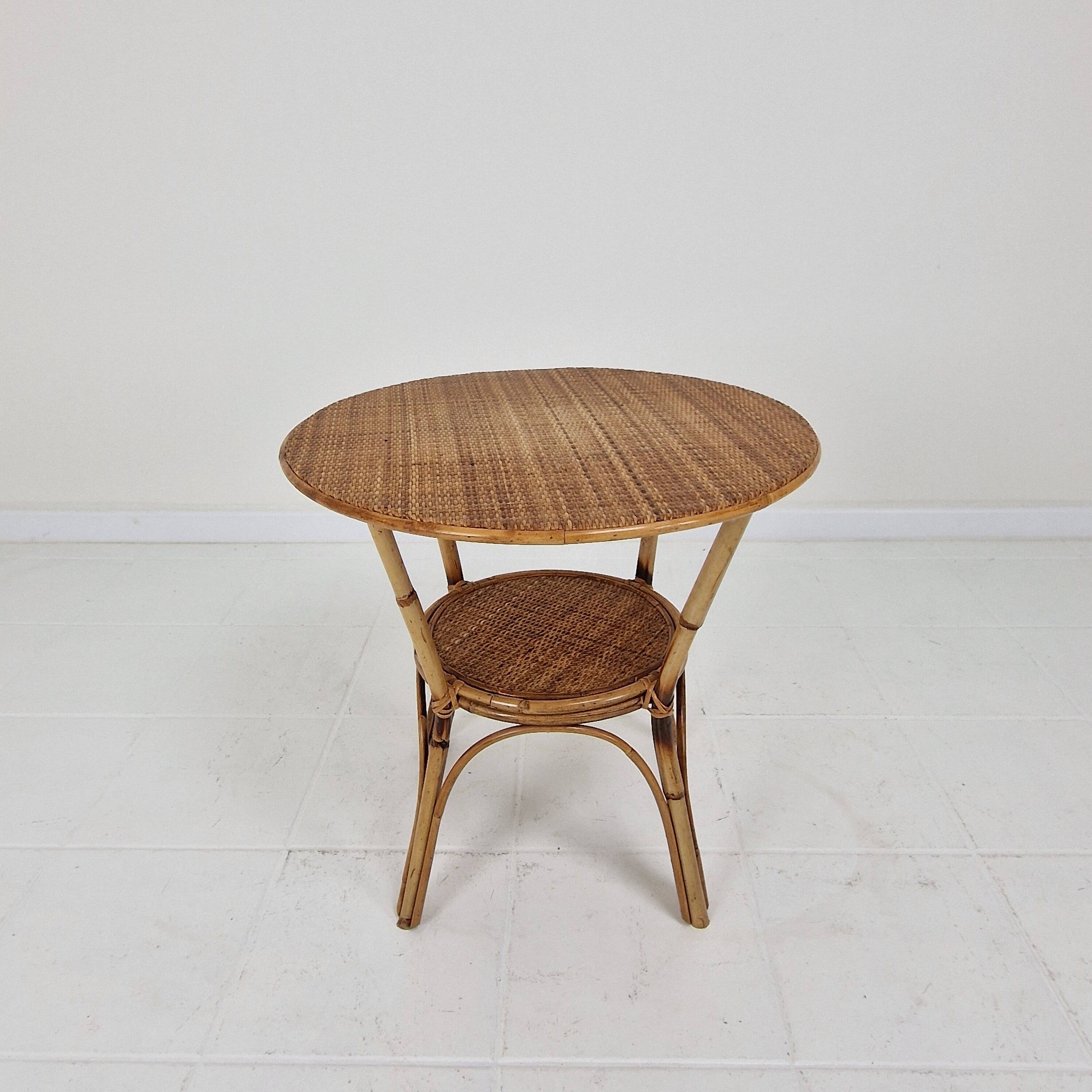 Italian Wicker and Rattan Coffee Table, 1970s