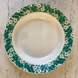 St Amand hollow dish textured white flowers on a green background, 1950s