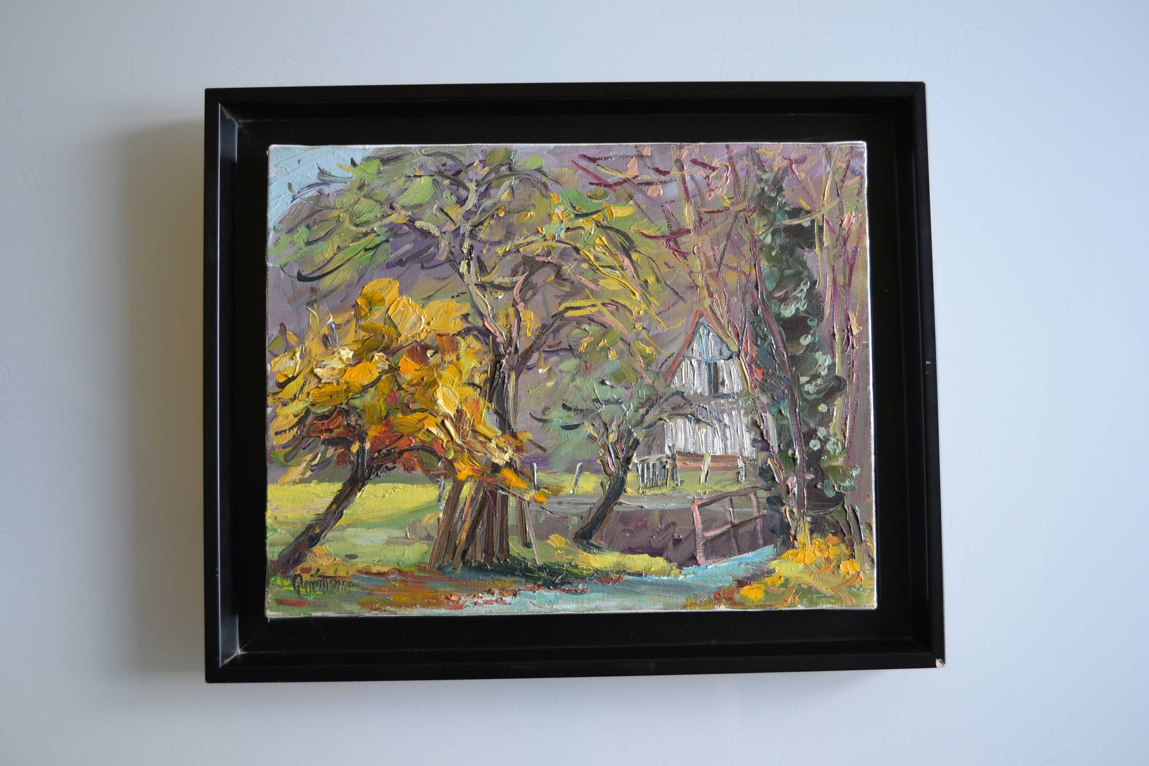 Rural landscape painting HST signed and framed