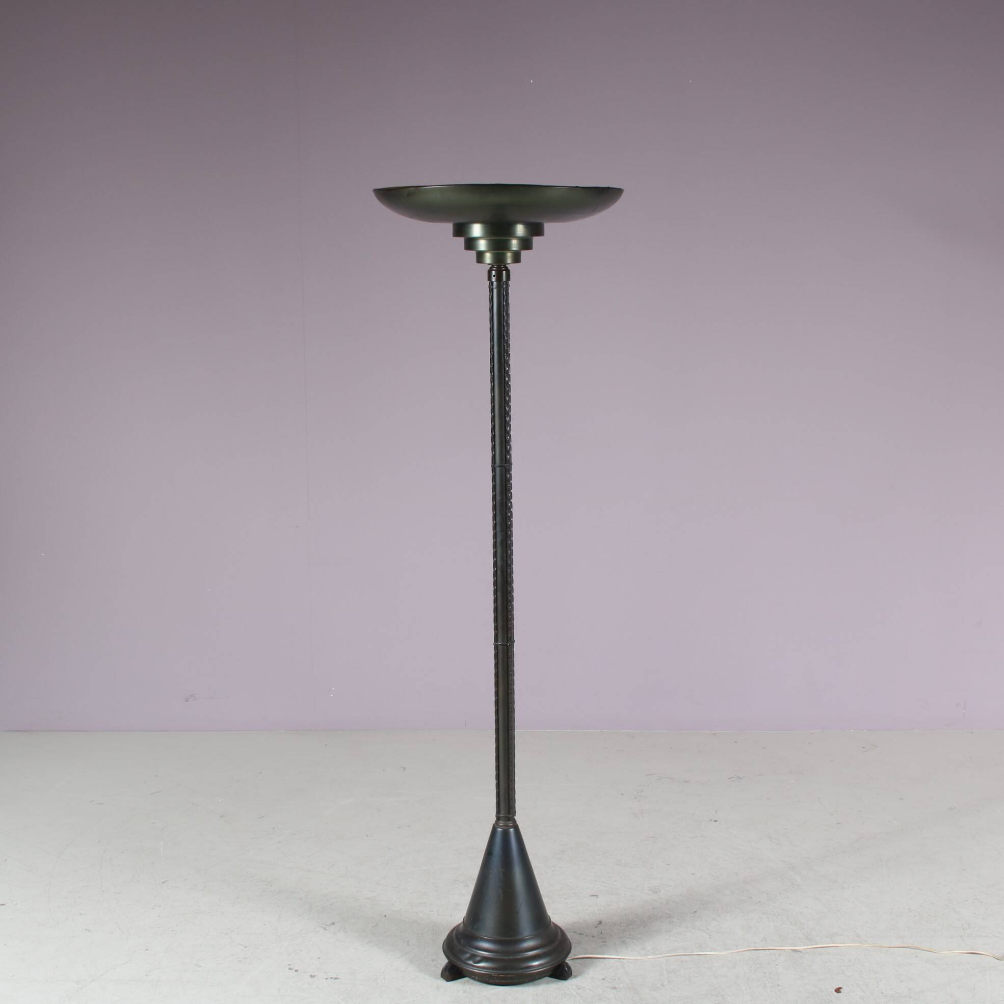 1930s Uplighter floor lamp in Amsterdamse School style, Netherlands