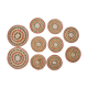 Set of coasters and bottles in colored wicker