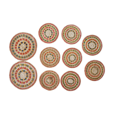 Set of coasters and bottles in colored wicker