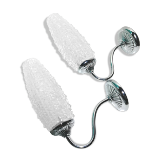 Beautiful pair of tulip wall lamps 1960-70 in glass and chrome