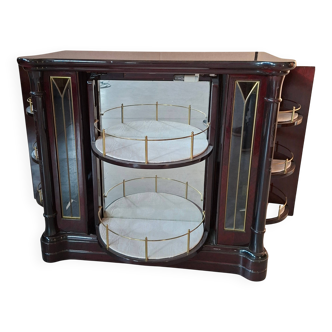 Raro Mobile Bar Girevole in Radica di Mogano "MASTRO CAPPELLINI" anni '70