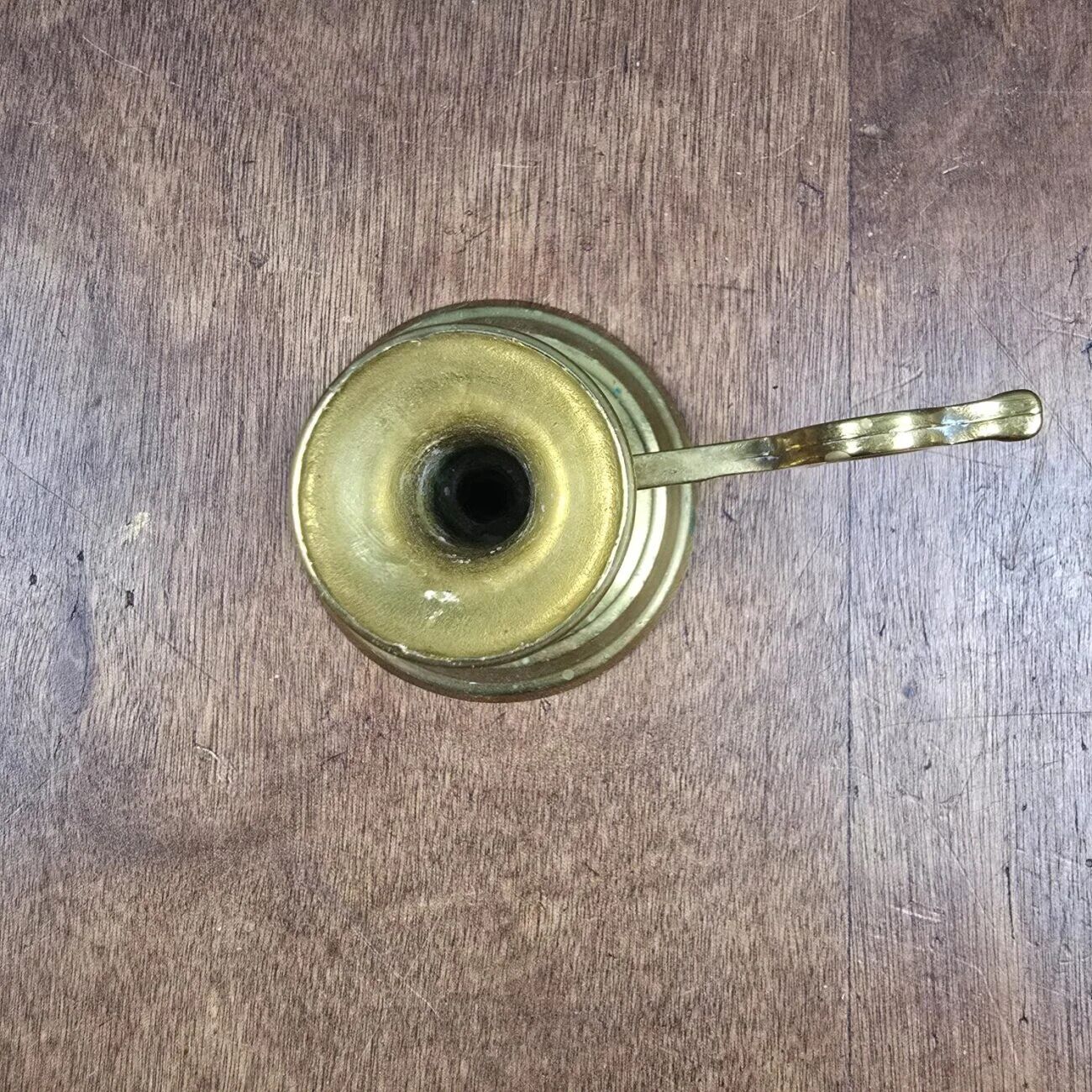 Vintage brass little cellar rat, candle holder with a lovely handle.