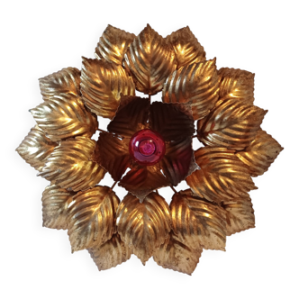 Vintage Gold Metal Wall or Ceiling Light "Sun"