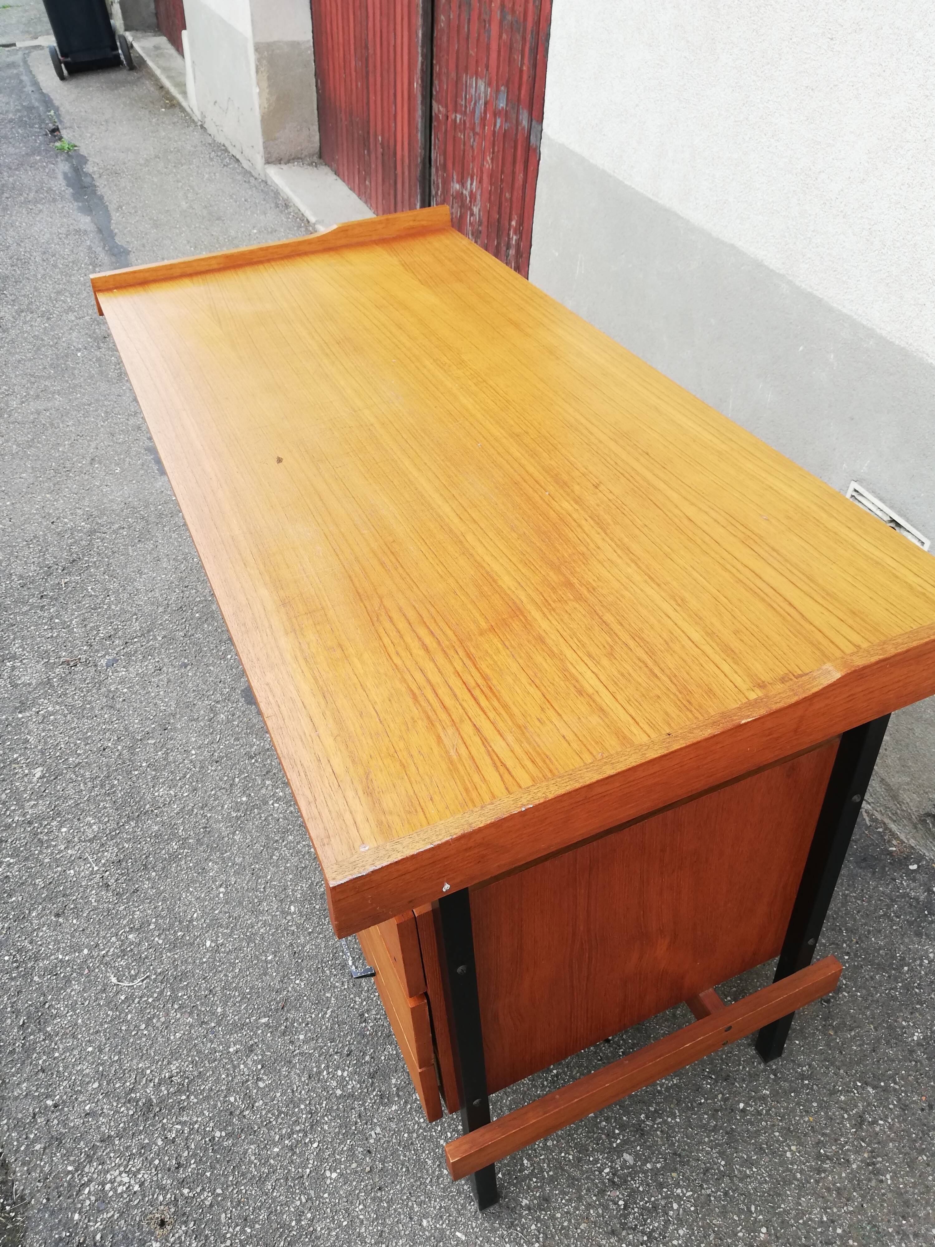 Bureau vintage métal et caisson bois