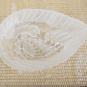 Antique glass bowl with swan decoration