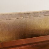 Magazine rack in teak wood with sand-coloured canvas, Danish and from the 1970s.