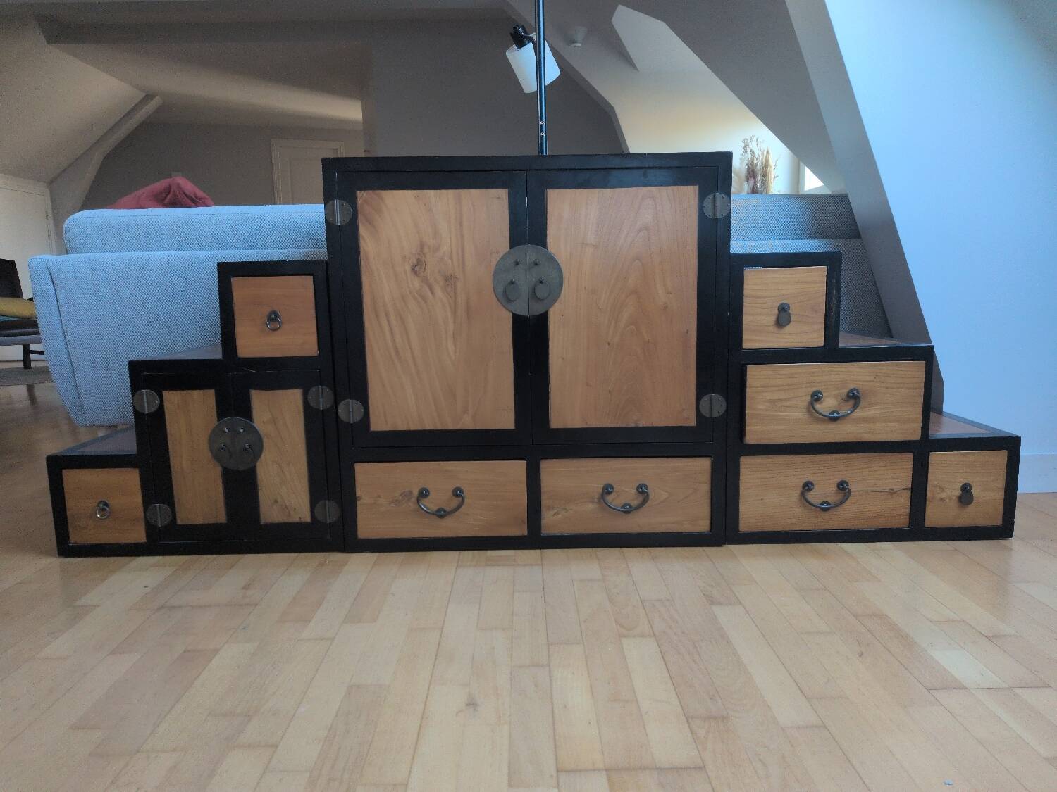 Japanese stair furniture "Kaidan Tansu" – 3 modules – Double-sided