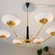 Pendant light in brass and opaline 50s