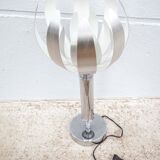 Vintage lamp, table lamp, chrome lamp with brushed steel blades, flower lamp, design lamp
