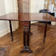 Drop-leaf table in solid mahogany — Restoration style, double column c