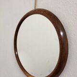 Scandinavian round teak mirror from the 60s/70s