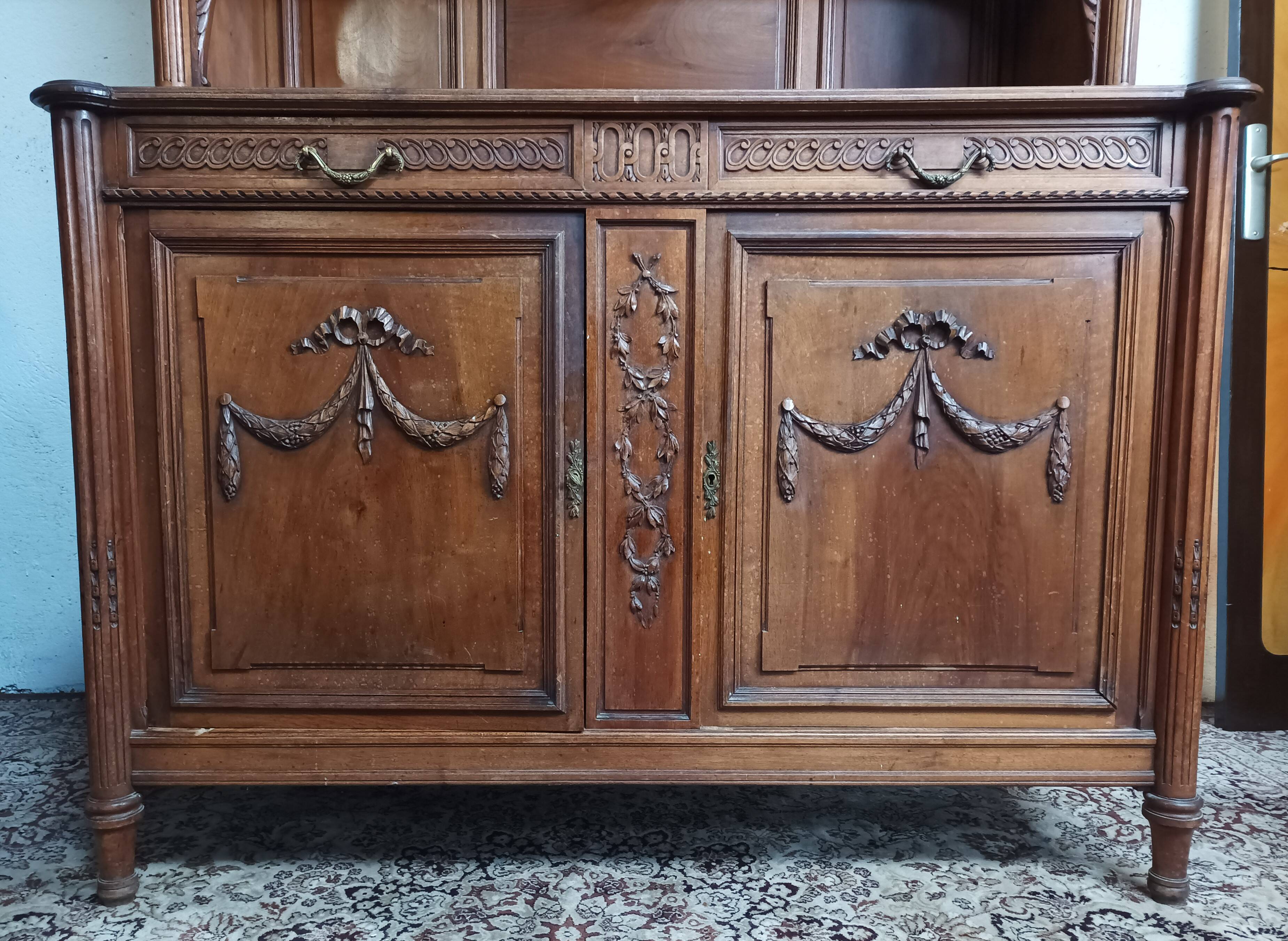 Louis XVI two-body sideboard stamped in walnut