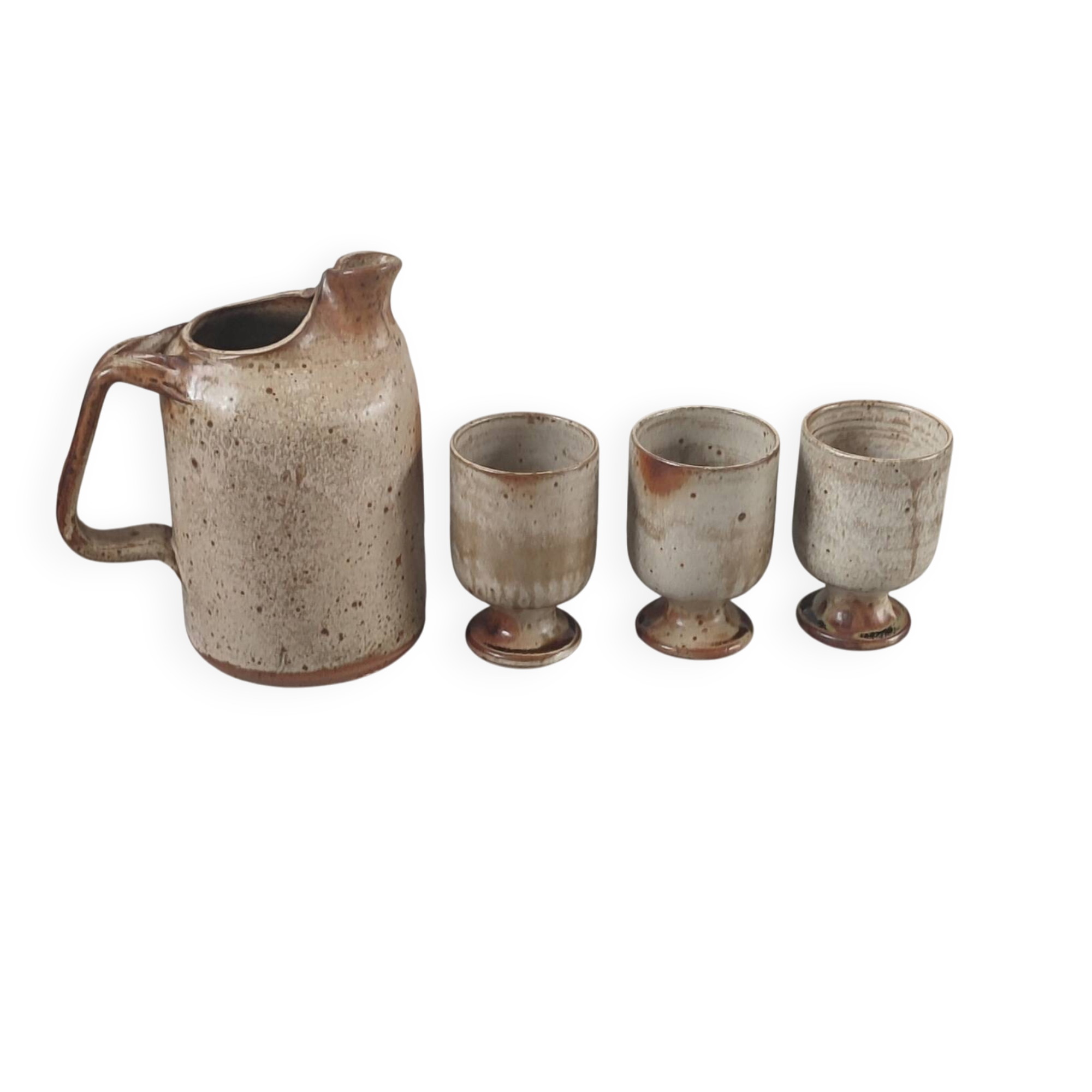 Service trio in pyrite stone Puisaye Jean-Pierre Prud'homme.