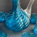 Service à liqueur en ½ cristal bleu XIXème