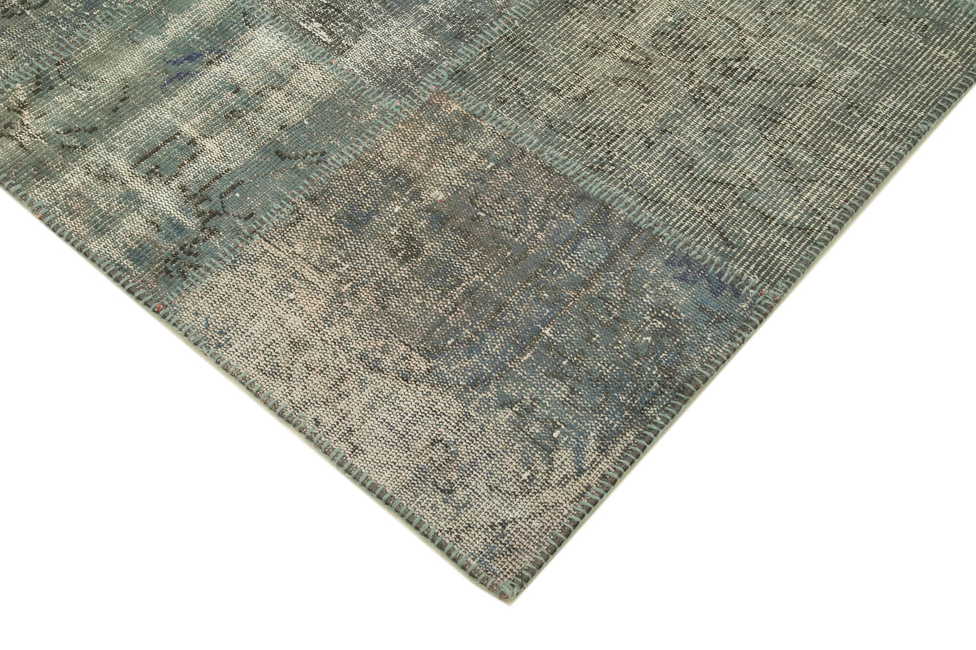 Handwoven turkish contemporary 176 cm x 245 cm grey patchwork carpet